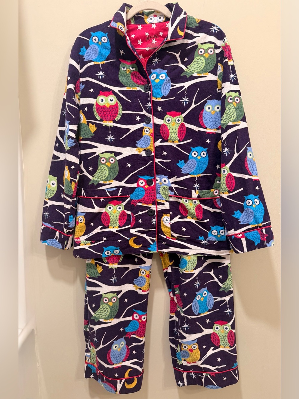 Nick & Nora Owl Print Pajama Set Women’s Size Small